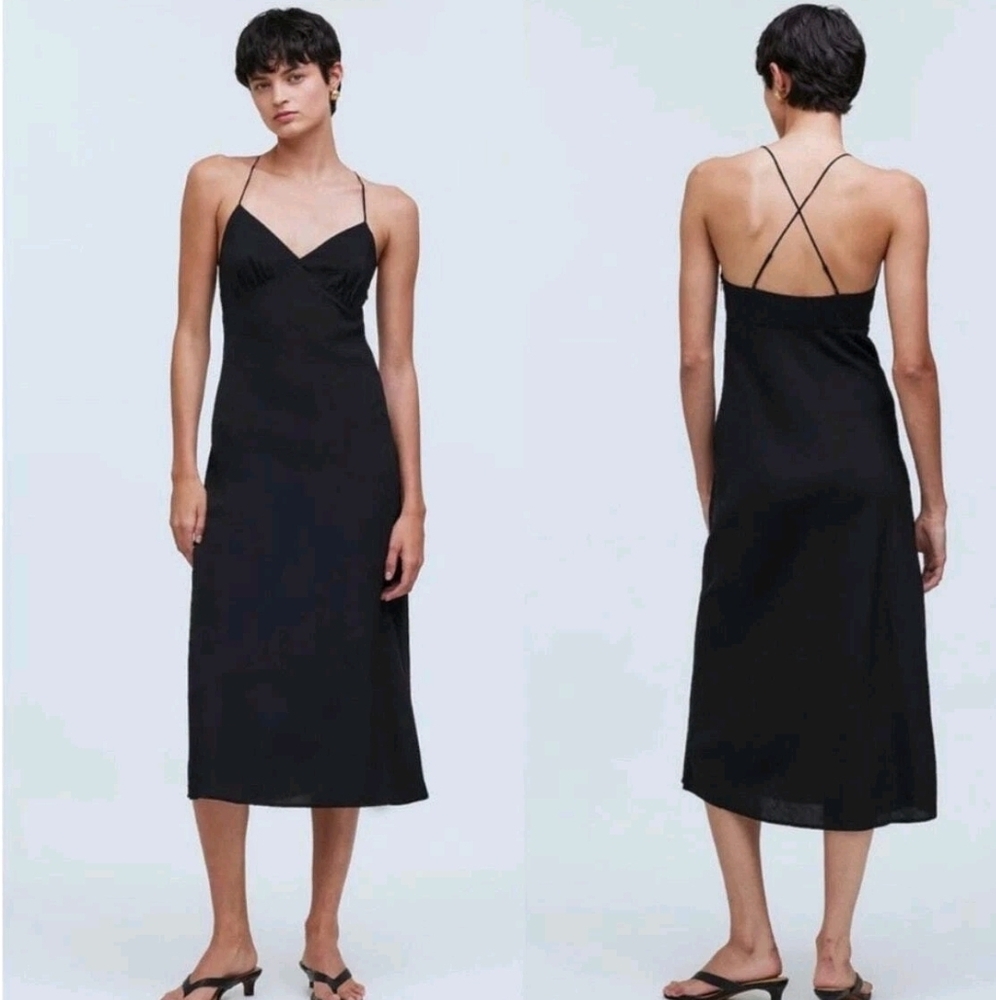 Madewell Black Midi Dress‎ with Spaghetti Straps - Picture 5 of 10